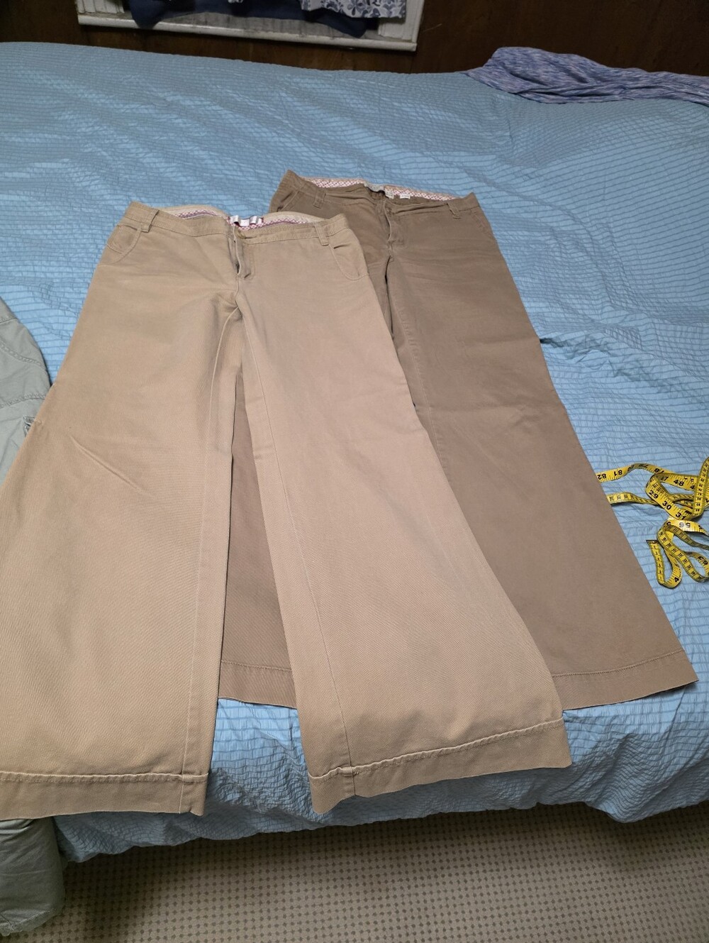 2pc Bundle Womens Tan and Khaki Wide-Leg Pants - Classic Casual Size 8